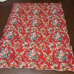 Lauren Ralph Lauren Twin Comforter‎ Red Floral Vintage Cotton Quilted DD
